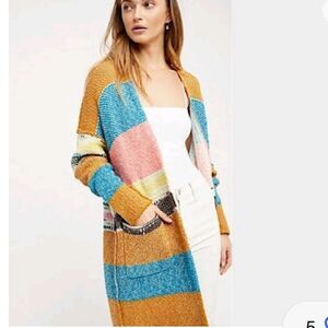Free People Colorful Striped Cardigan